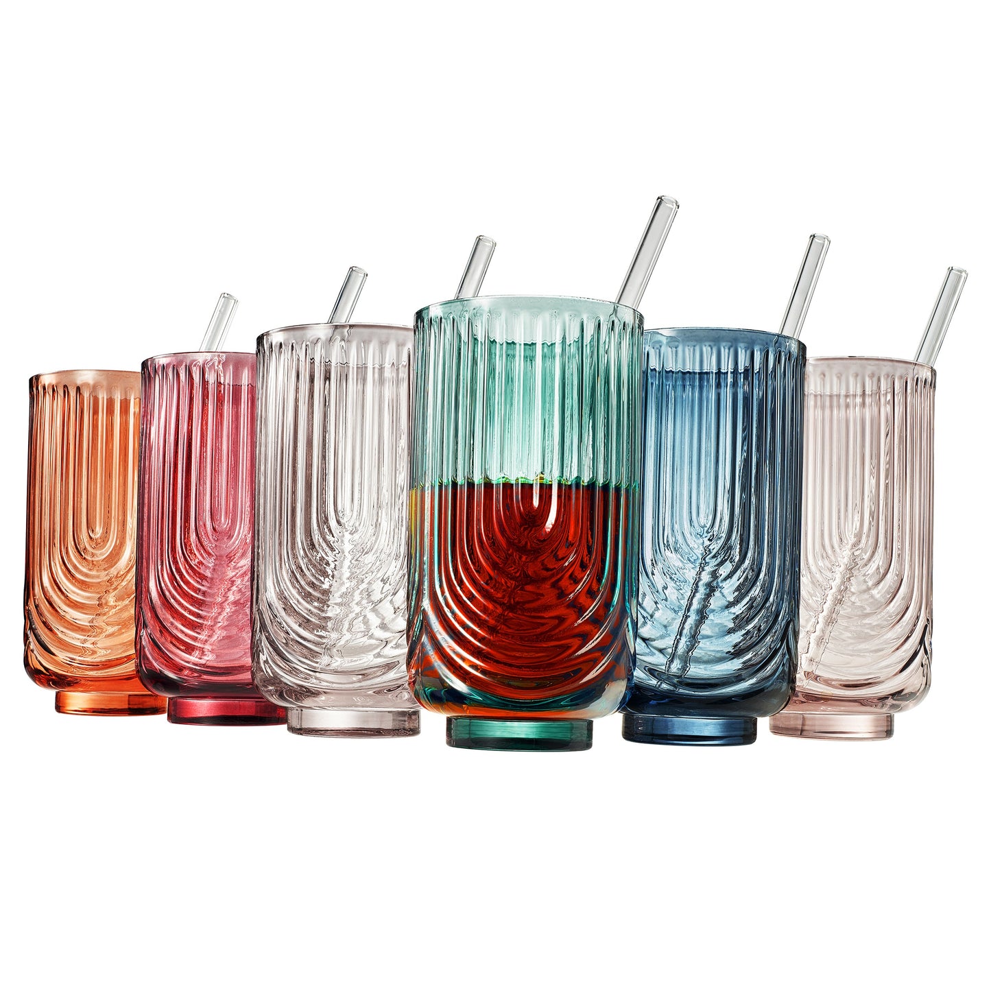 TEEK - Tonal Highball Glassware with Matching Straw Set HOME DECOR TEEK KS