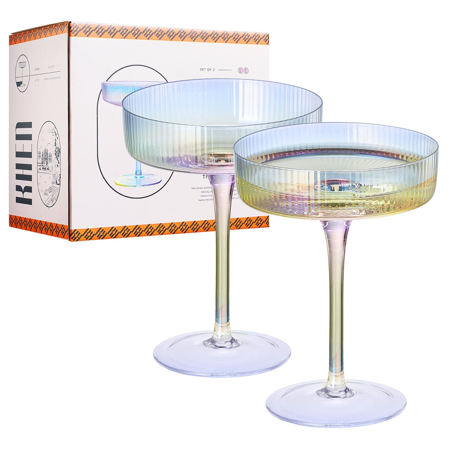 TEEK - Como Ribbed Coupe Cocktail Glassware Set HOME DECOR TEEK KS