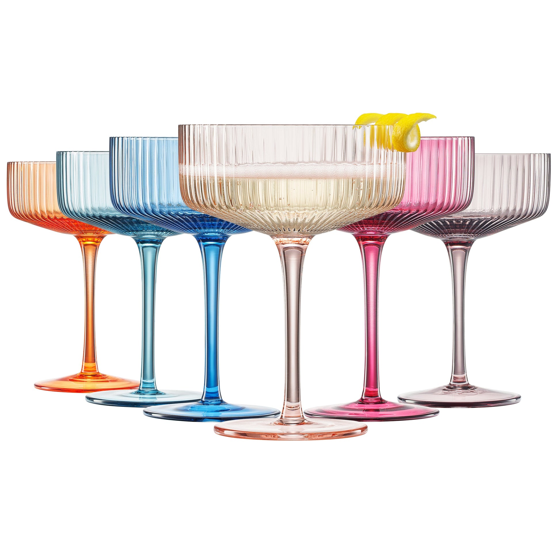 TEEK - Como Ribbed Champagne Coupe Cocktail Glassware Set HOME DECOR TEEK KS