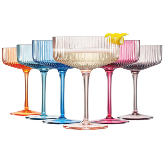 TEEK - Como Ribbed Champagne Coupe Cocktail Glassware Set HOME DECOR TEEK KS