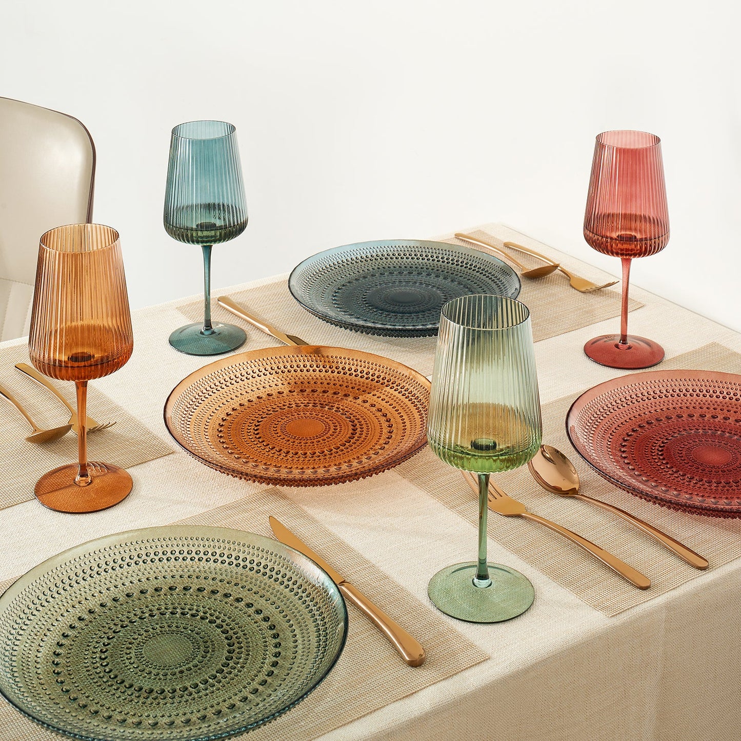 TEEK - Tonal Hobnail Glass Plate Set HOME DECOR TEEK KS