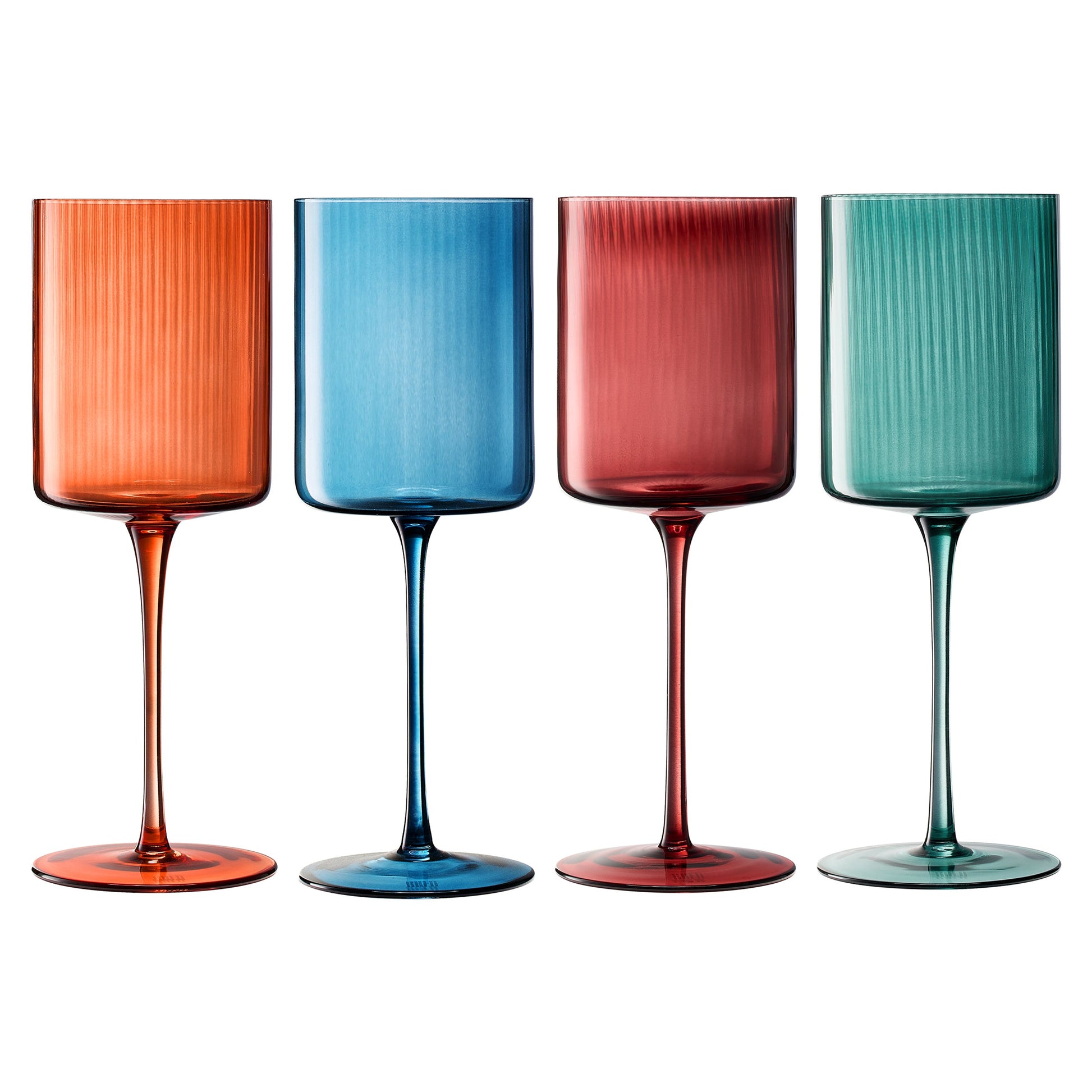 TEEK - Tonal Ribbed Stemmed Wine Glassware Set of 4 HOME DECOR TEEK KS