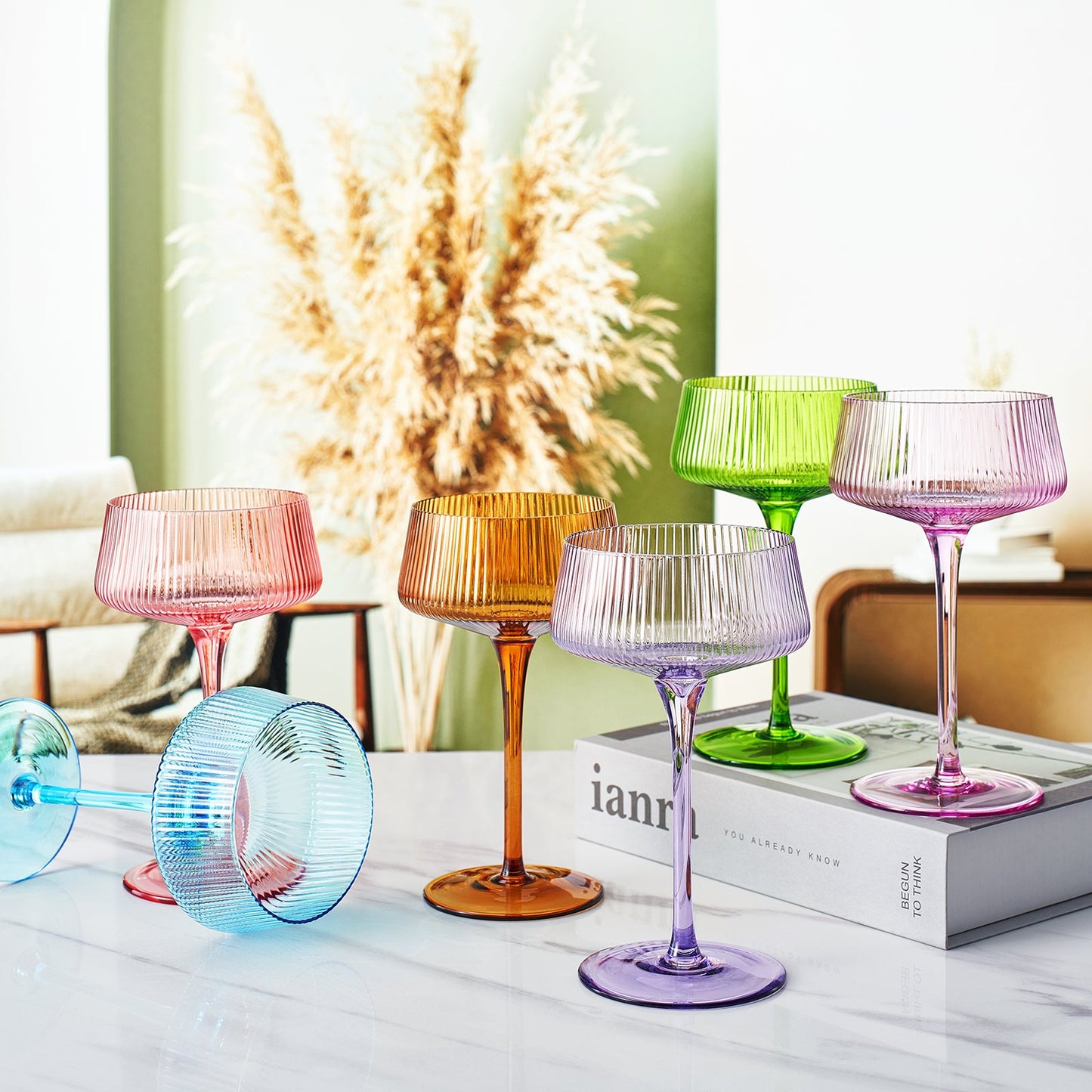 TEEK - Como Champagne Coupe Cocktail Glasses, Pastel Set HOME DECOR TEEK KS