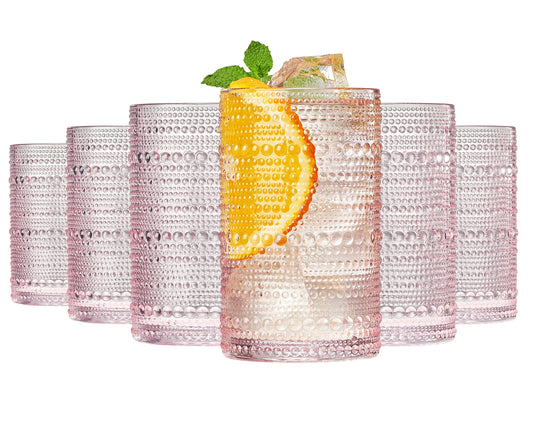 TEEK - Monet Hobnail Highball Glassware Set of 6 Pink HOME DECOR TEEK KS