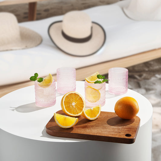 TEEK - Pink Monet Hobnail Lowball Glassware Set of 6 Lowball TEEK KS