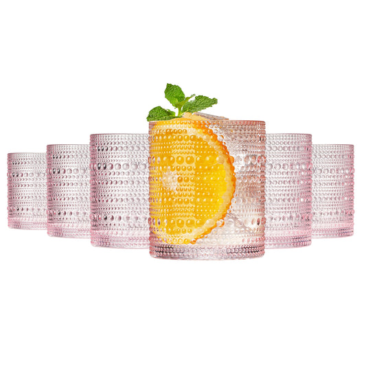 TEEK - Pink Monet Hobnail Lowball Glassware Set of 6 Lowball TEEK KS
