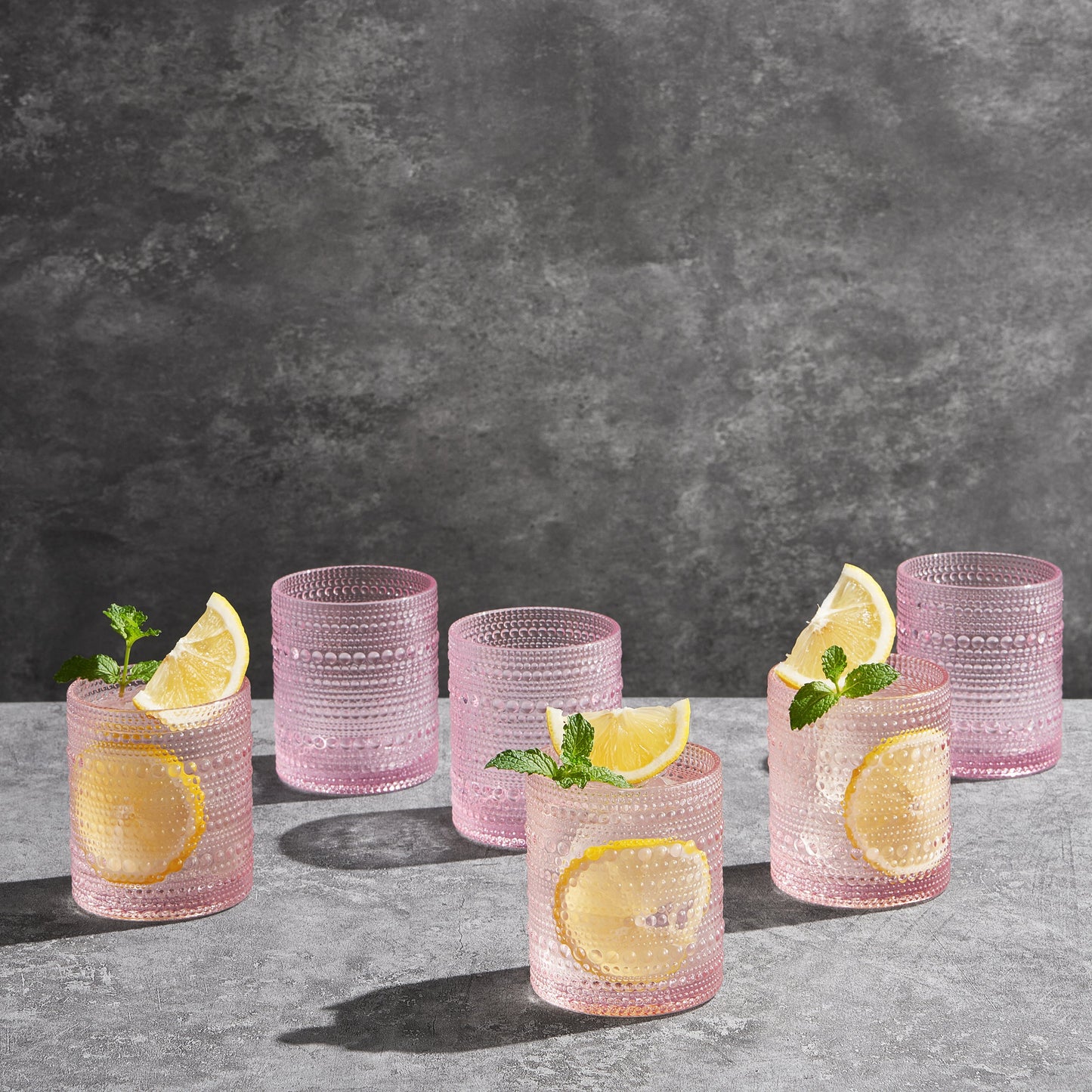 TEEK - Pink Monet Hobnail Lowball Glassware Set of 6 Lowball TEEK KS