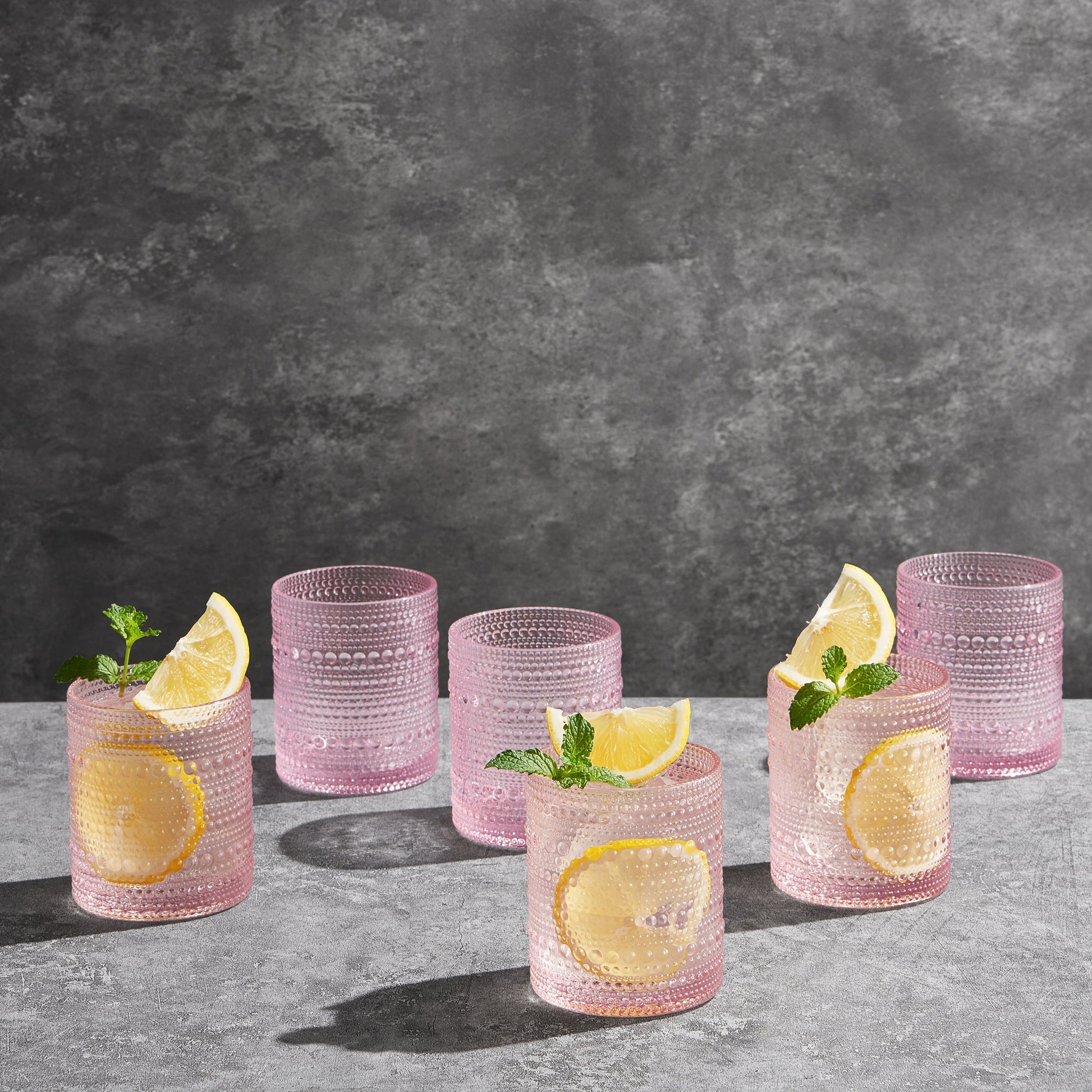 TEEK - Pink Monet Hobnail Lowball Glassware Set of 6 Lowball TEEK KS