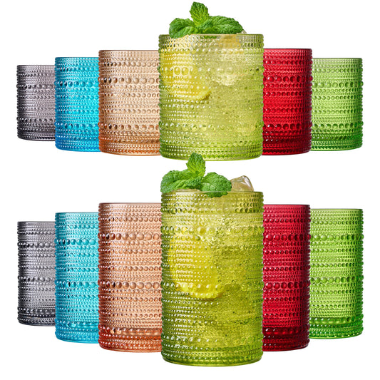 TEEK - Fortuna Hobnail Lowball & Highball Glassware Set of 12 HOME DECOR TEEK KS