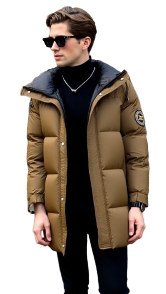 TEEK - Mens Hooded Zipper Puffy Pocketed Coat COAT TEEK 1TFY Brown S