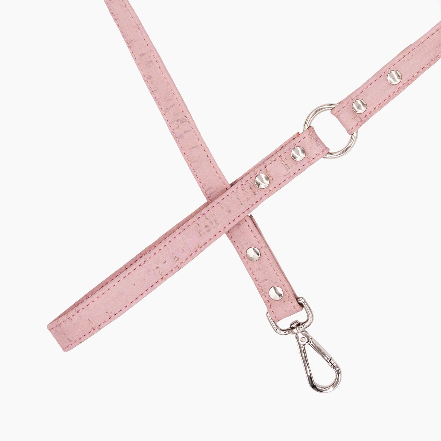 TEEK - Love Pink Cork Leather Leash PET SUPPLIES TEEK DIP XS Silver Color