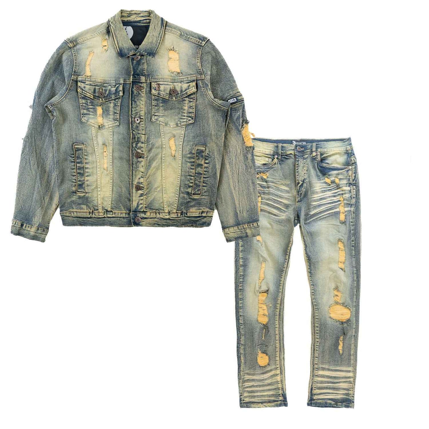 M1079 Moreli Denim Jacket - Dirt Denim Sets Makobi Jeans USA