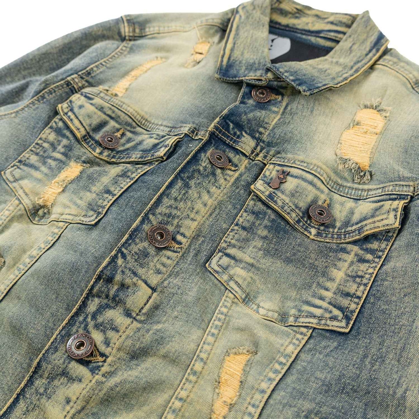 M1079 Moreli Denim Jacket - Dirt Denim Sets Makobi Jeans USA