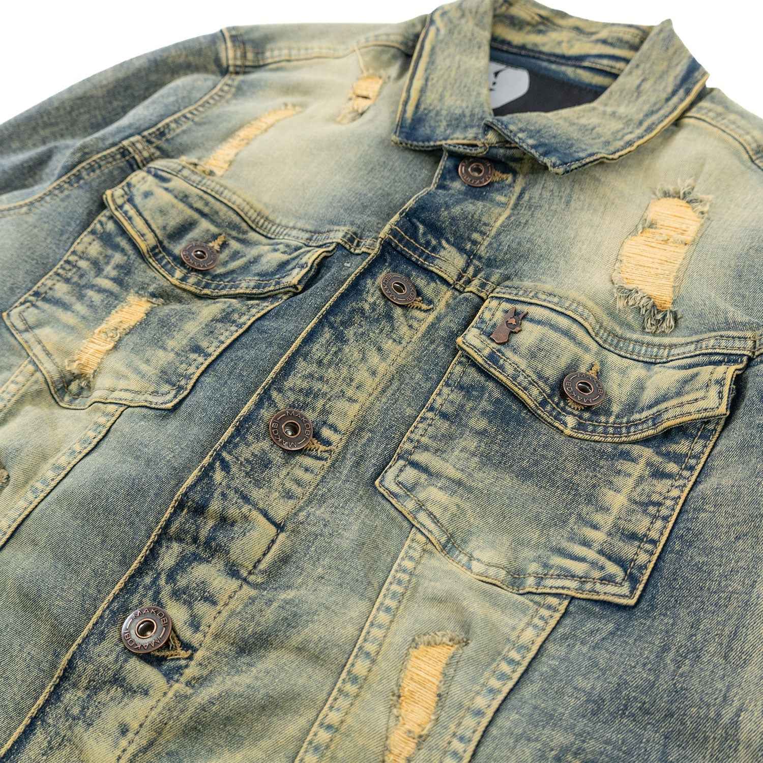 M1079 Moreli Denim Jacket - Dirt Denim Sets Makobi Jeans USA