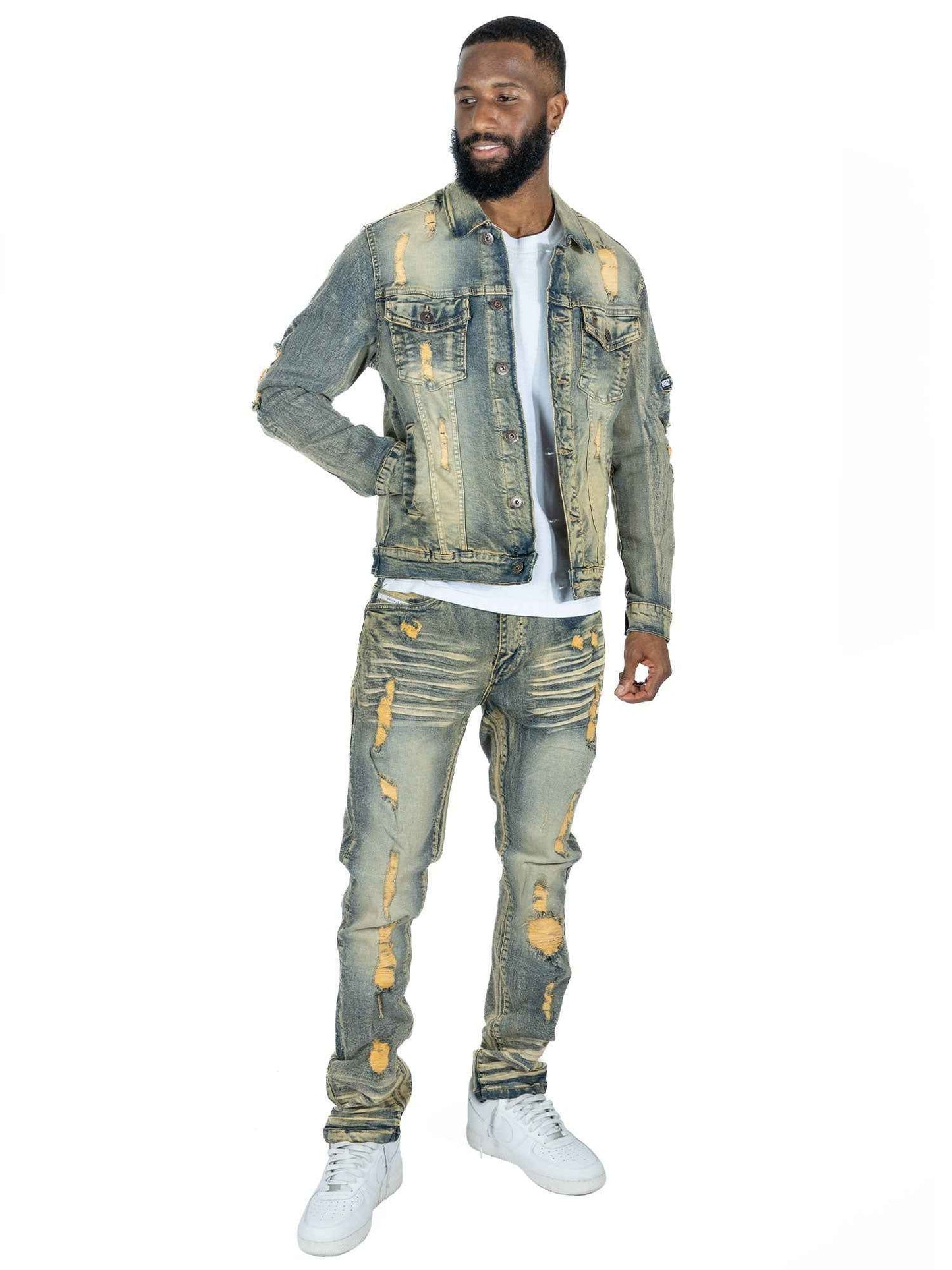 M1079 Moreli Denim Jacket - Dirt Denim Sets Makobi Jeans USA