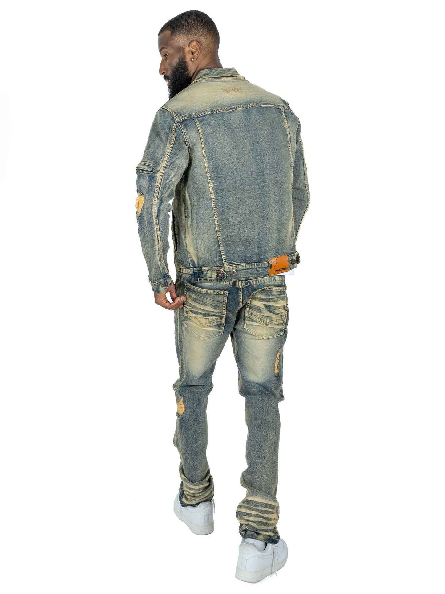 M1079 Moreli Denim Jacket - Dirt Denim Sets Makobi Jeans USA