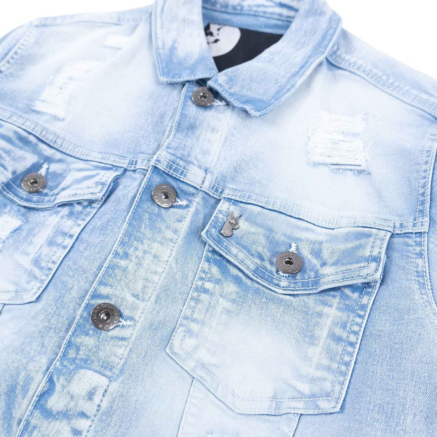 M1079 Moreli Denim Jacket - Light Wash Denim Sets Makobi Jeans USA