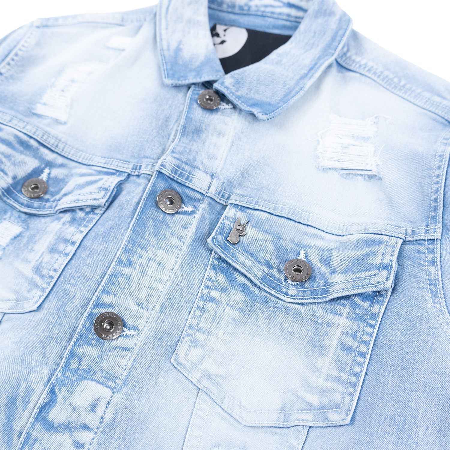 M1079 Moreli Denim Jacket - Light Wash Denim Sets Makobi Jeans USA
