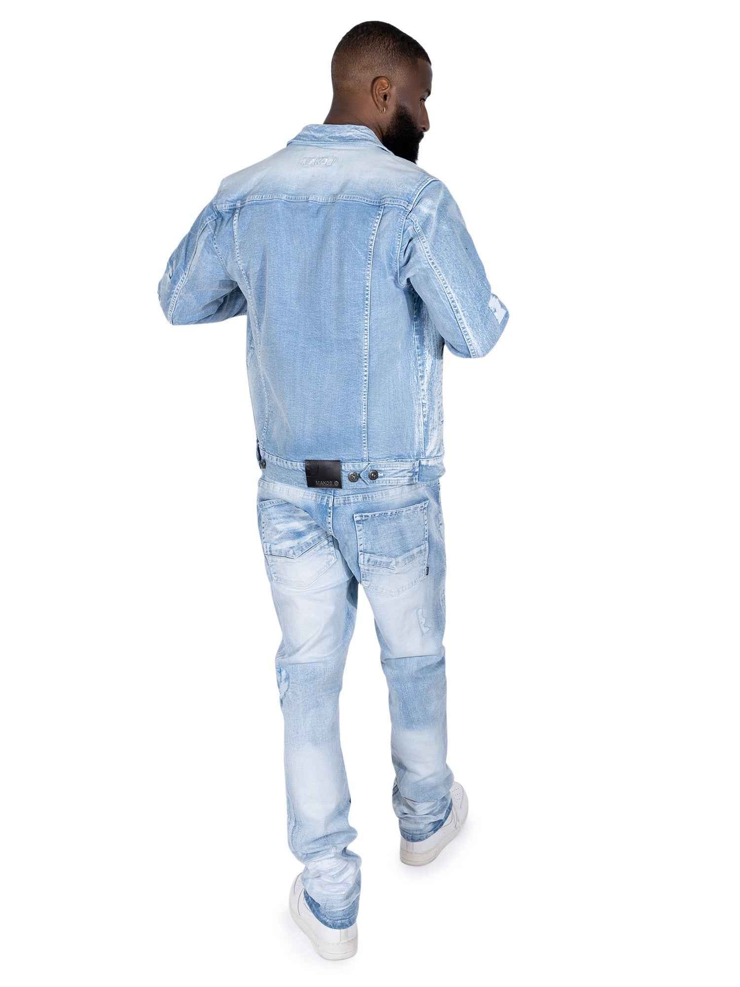 M1079 Moreli Denim Jacket - Light Wash Denim Sets Makobi Jeans USA