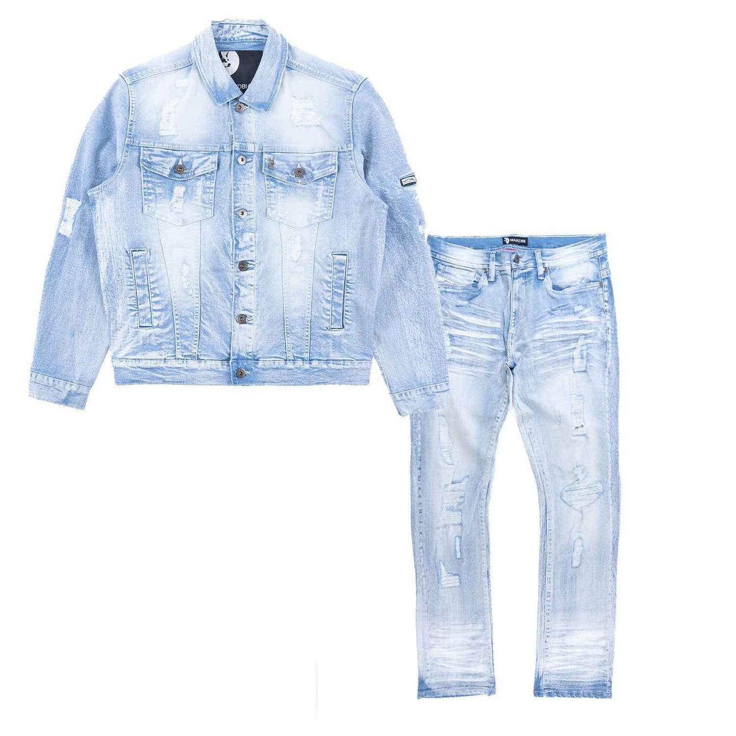M1079 Moreli Denim Jacket - Light Wash Denim Sets Makobi Jeans USA
