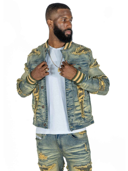 M1097 Sassari Denim Jacket - Dirt Denim Sets Makobi Jeans USA