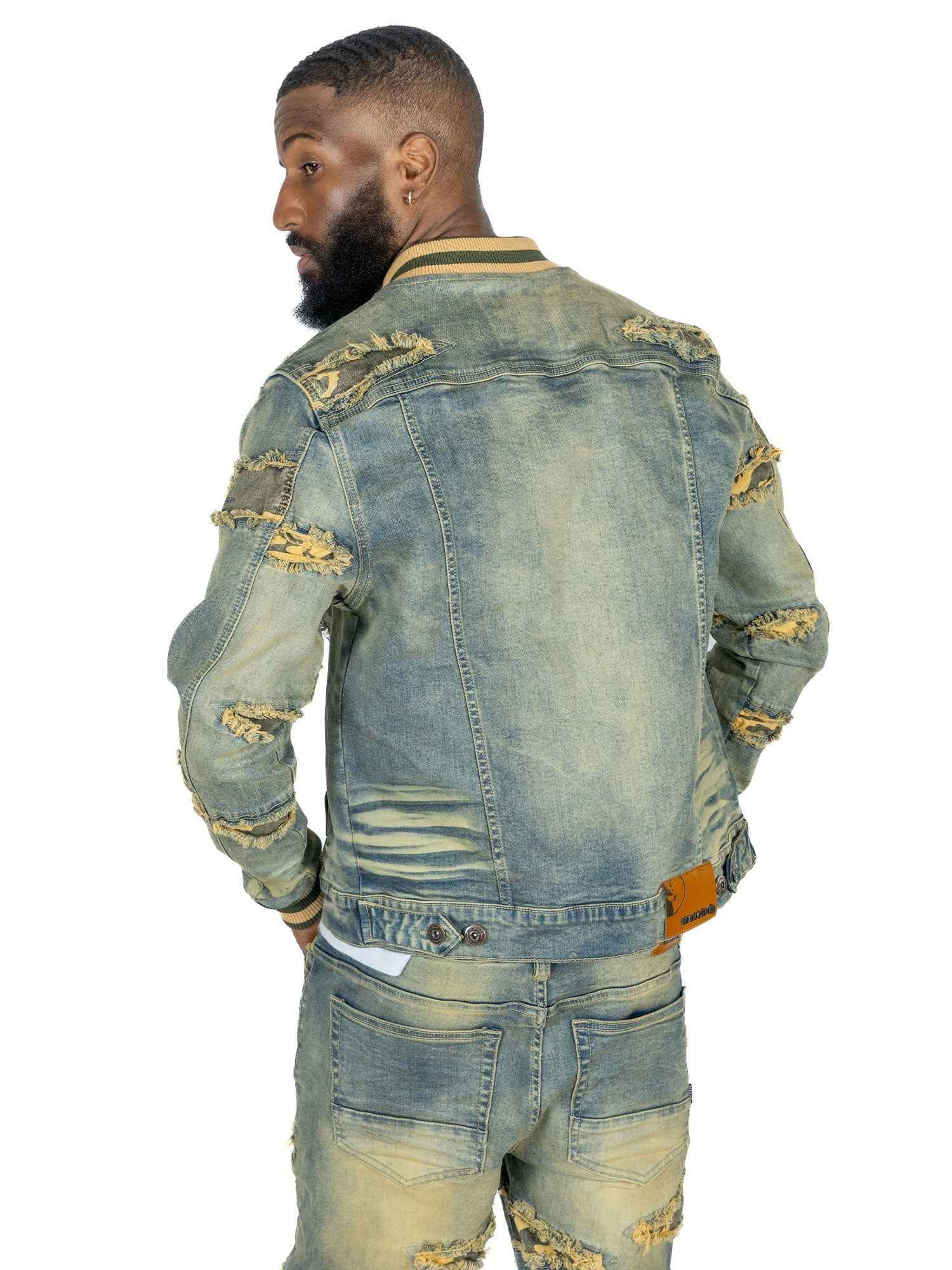 M1097 Sassari Denim Jacket - Dirt Denim Sets Makobi Jeans USA