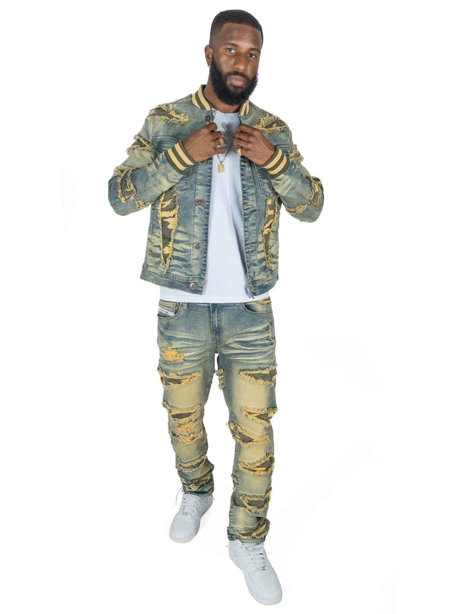 M1097 Sassari Denim Jacket - Dirt Denim Sets Makobi Jeans USA