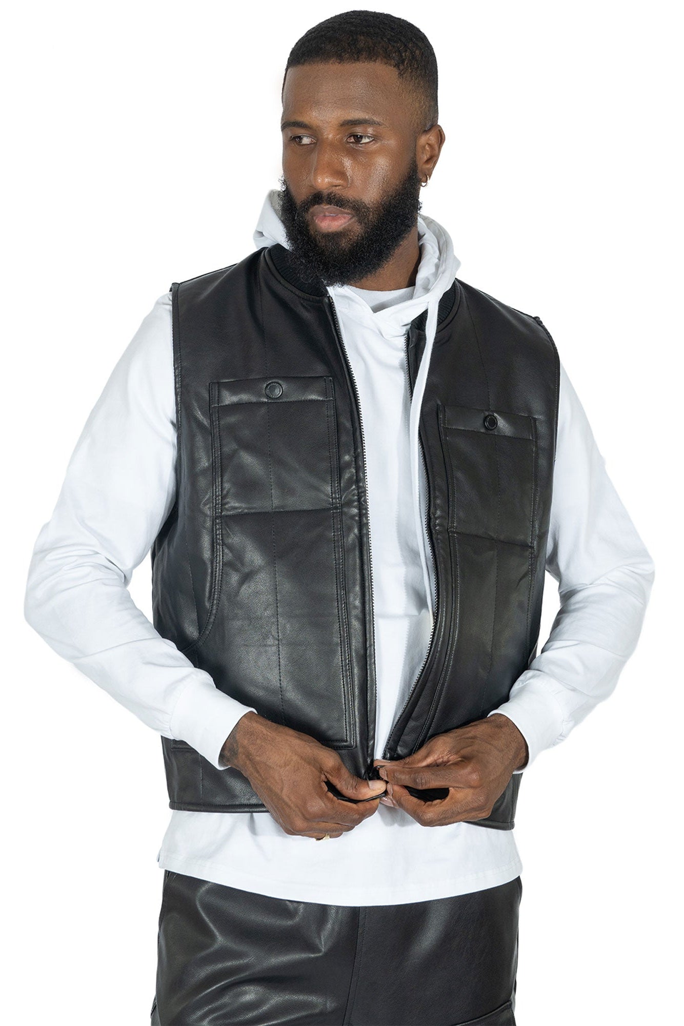 TEEK - Black M1107 Romano Vegan Leather Vest VEST TEEK MJ