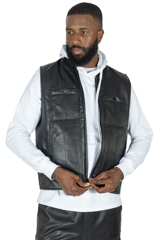 TEEK - Black M1107 Romano Vegan Leather Vest VEST TEEK MJ