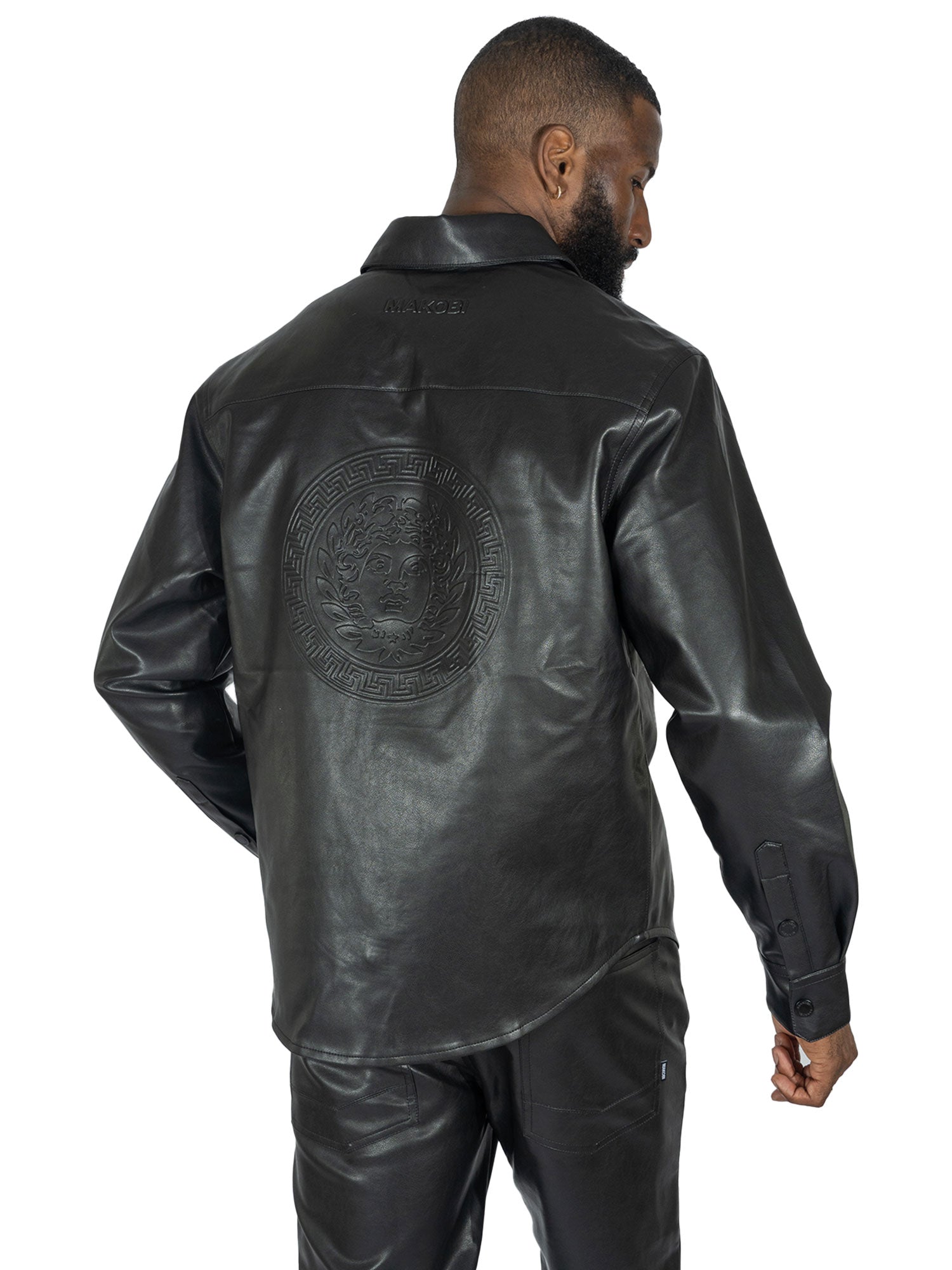 TEEK - Black M1867 Romano Vegan leather Button-Down Shirt TOPS TEEK MJ