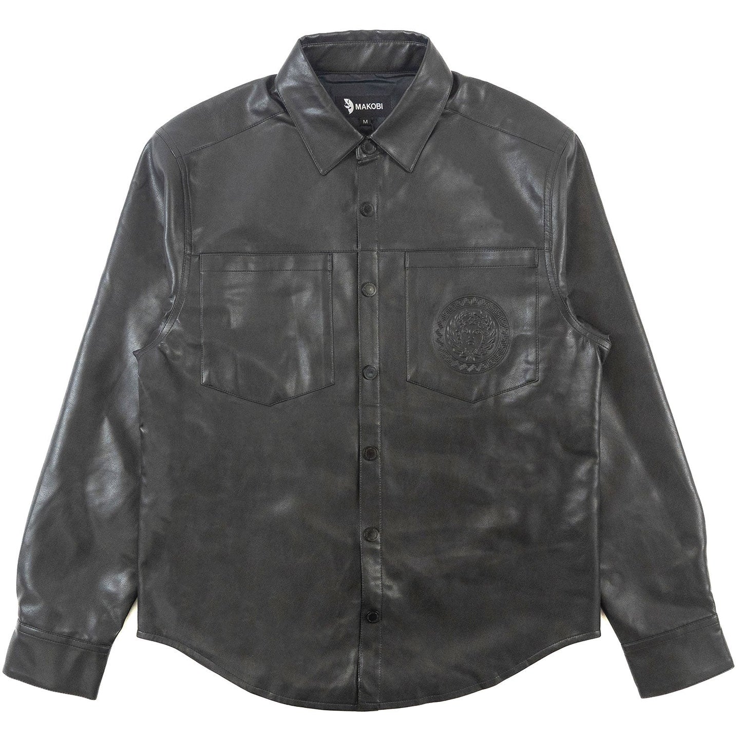 TEEK - Black M1867 Romano Vegan leather Button-Down Shirt TOPS TEEK MJ M