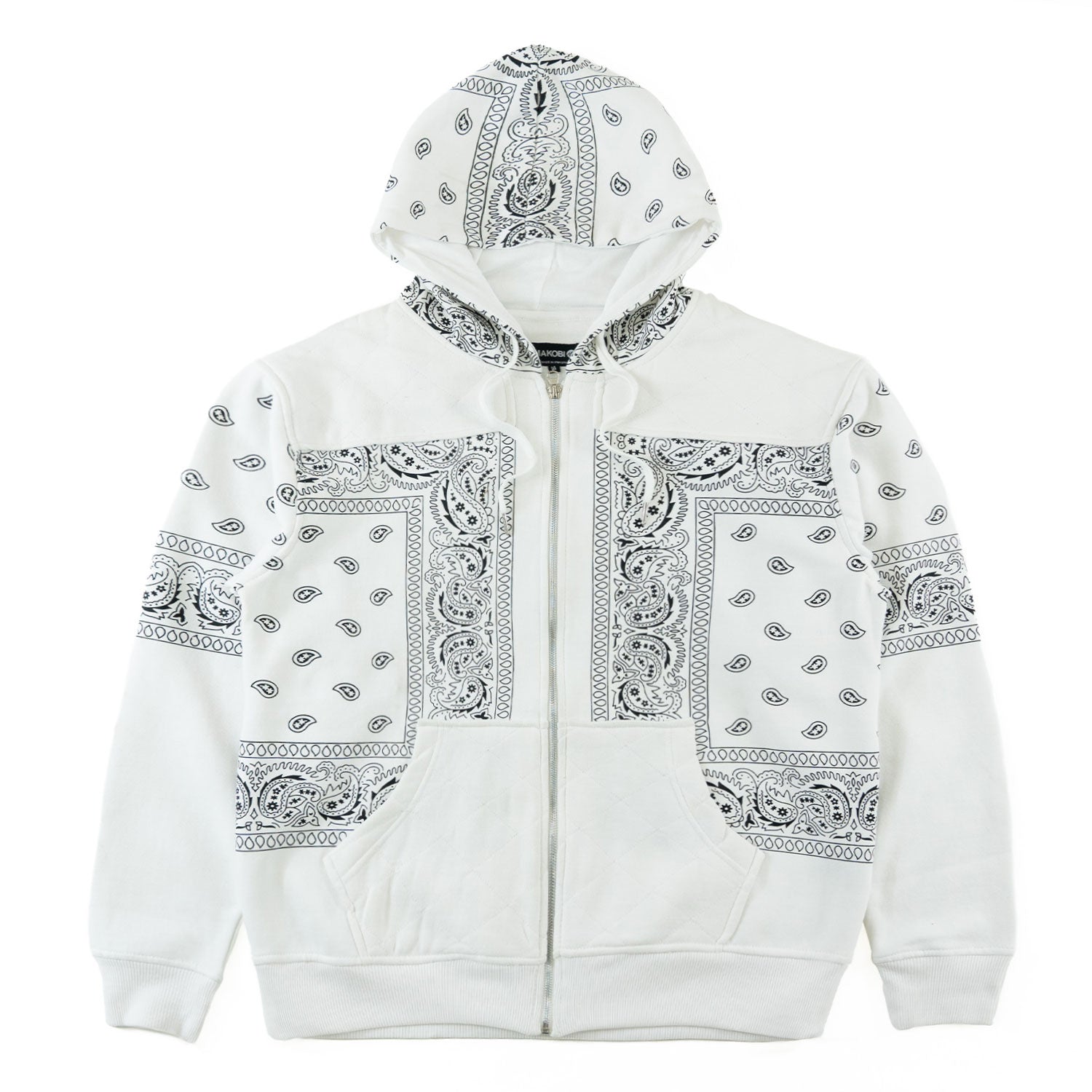 TEEK - M3565 Bandana Fleece Zip-up Hoodie - White TOPS TEEK MJ M WHITE