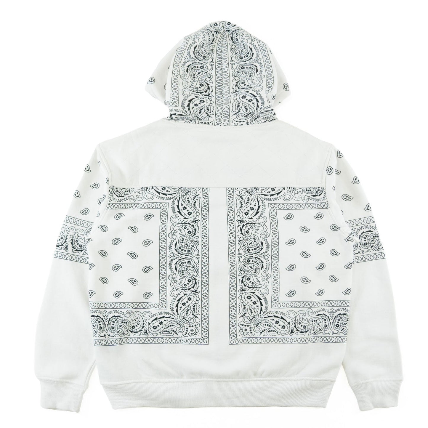 TEEK - M3565 Bandana Fleece Zip-up Hoodie - White TOPS TEEK MJ