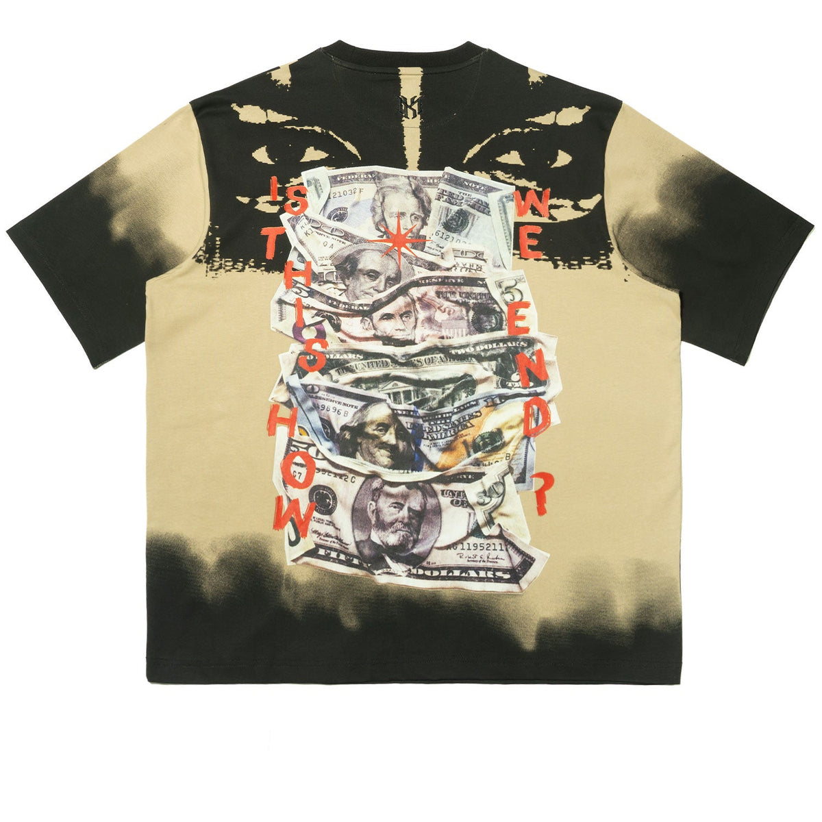M369 Good Luck Money Oversized Tee - Khaki Shirts & Tops Makobi Jeans USA