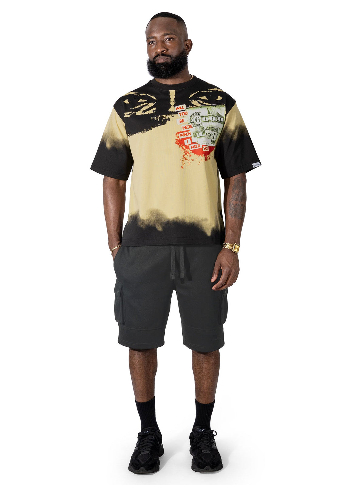 M369 Good Luck Money Oversized Tee - Khaki Shirts & Tops Makobi Jeans USA