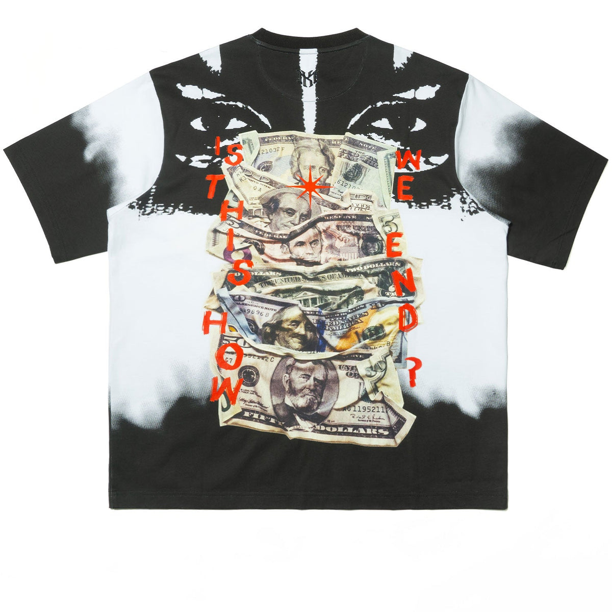 M369 Good Luck Money Oversized Tee - White Shirts & Tops Makobi Jeans USA
