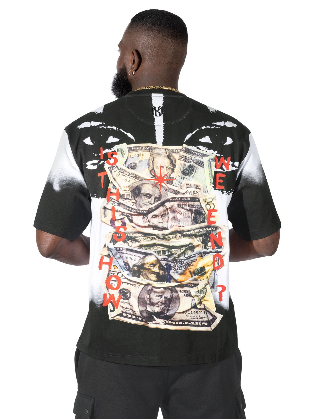 M369 Good Luck Money Oversized Tee - White Shirts & Tops Makobi Jeans USA
