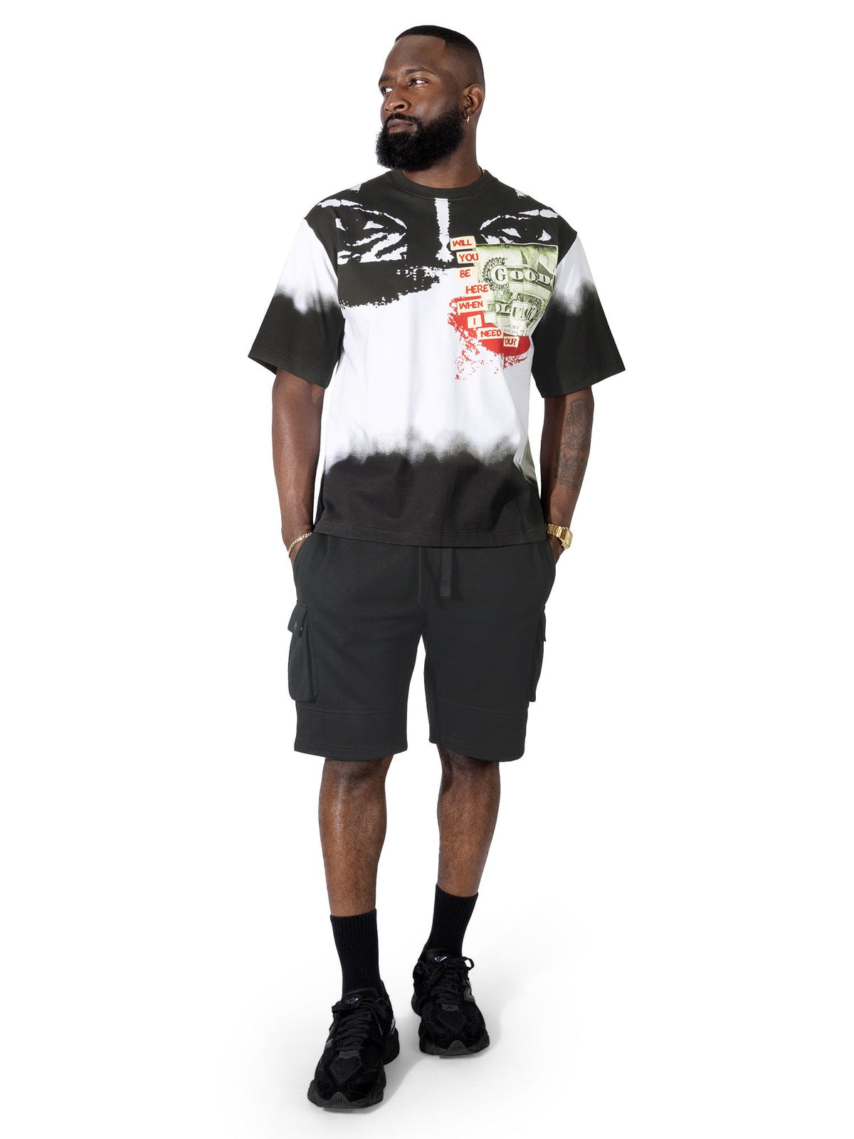 M369 Good Luck Money Oversized Tee - White Shirts & Tops Makobi Jeans USA