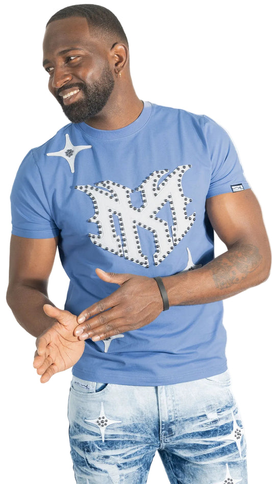 Tee | M418 Bottega T-shirt - Blue T-shirt Makobi Jeans USA