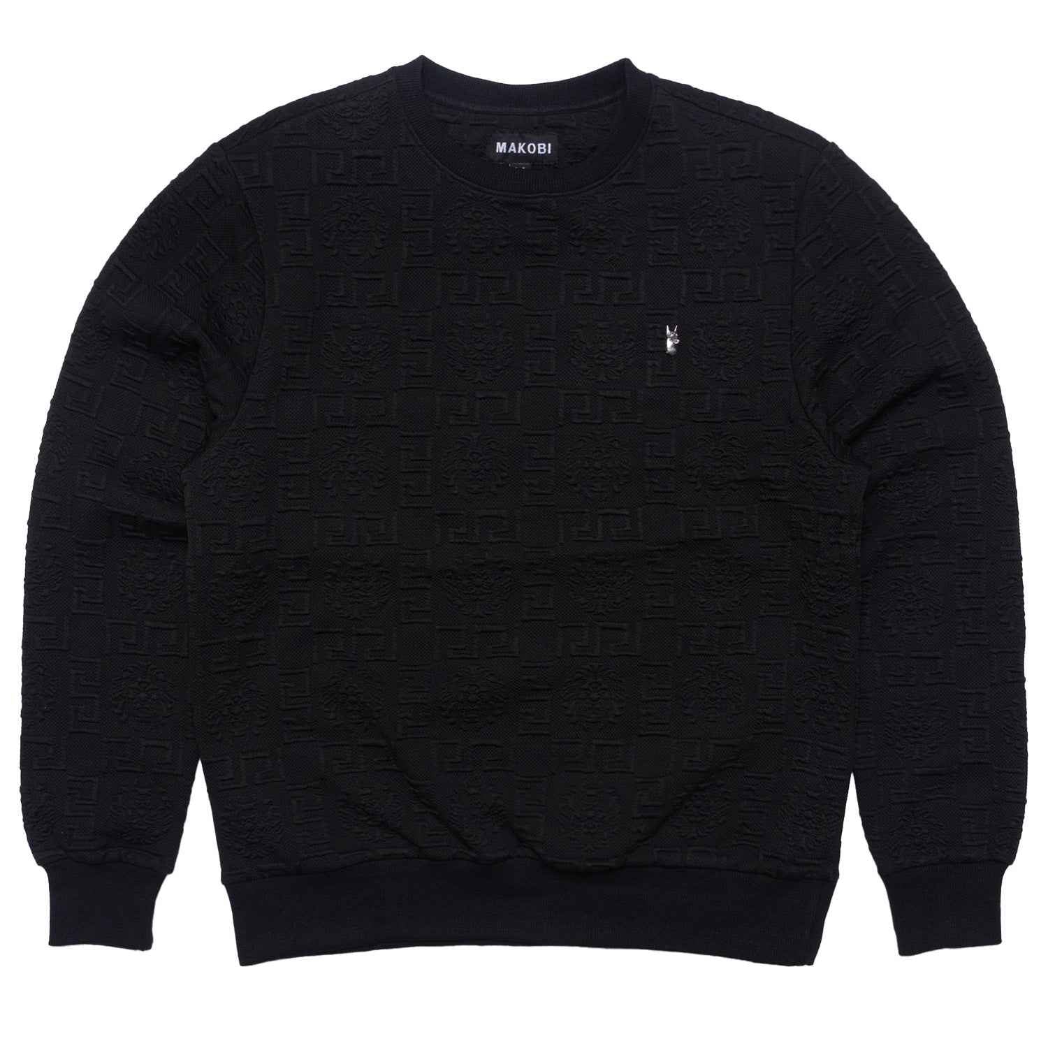 M4232 Bianchi Jacquard Crewneck Sweatshirt - Black Sweatshirt Makobi Jeans USA