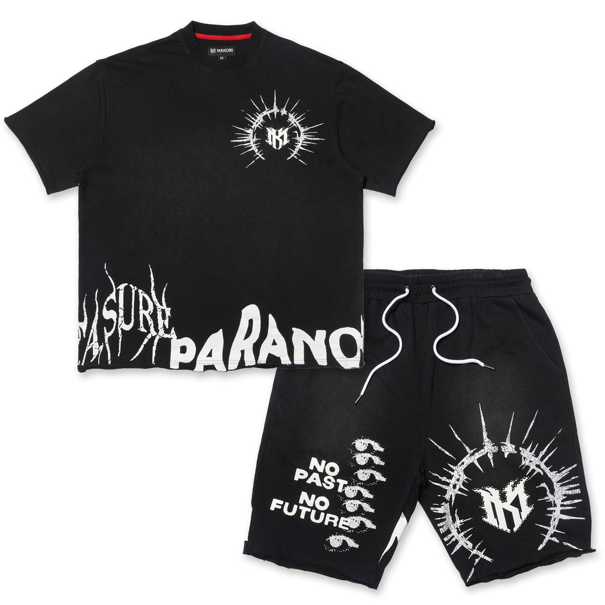 M424 Paranova Short Set - Black Outfit Sets Makobi Jeans USA