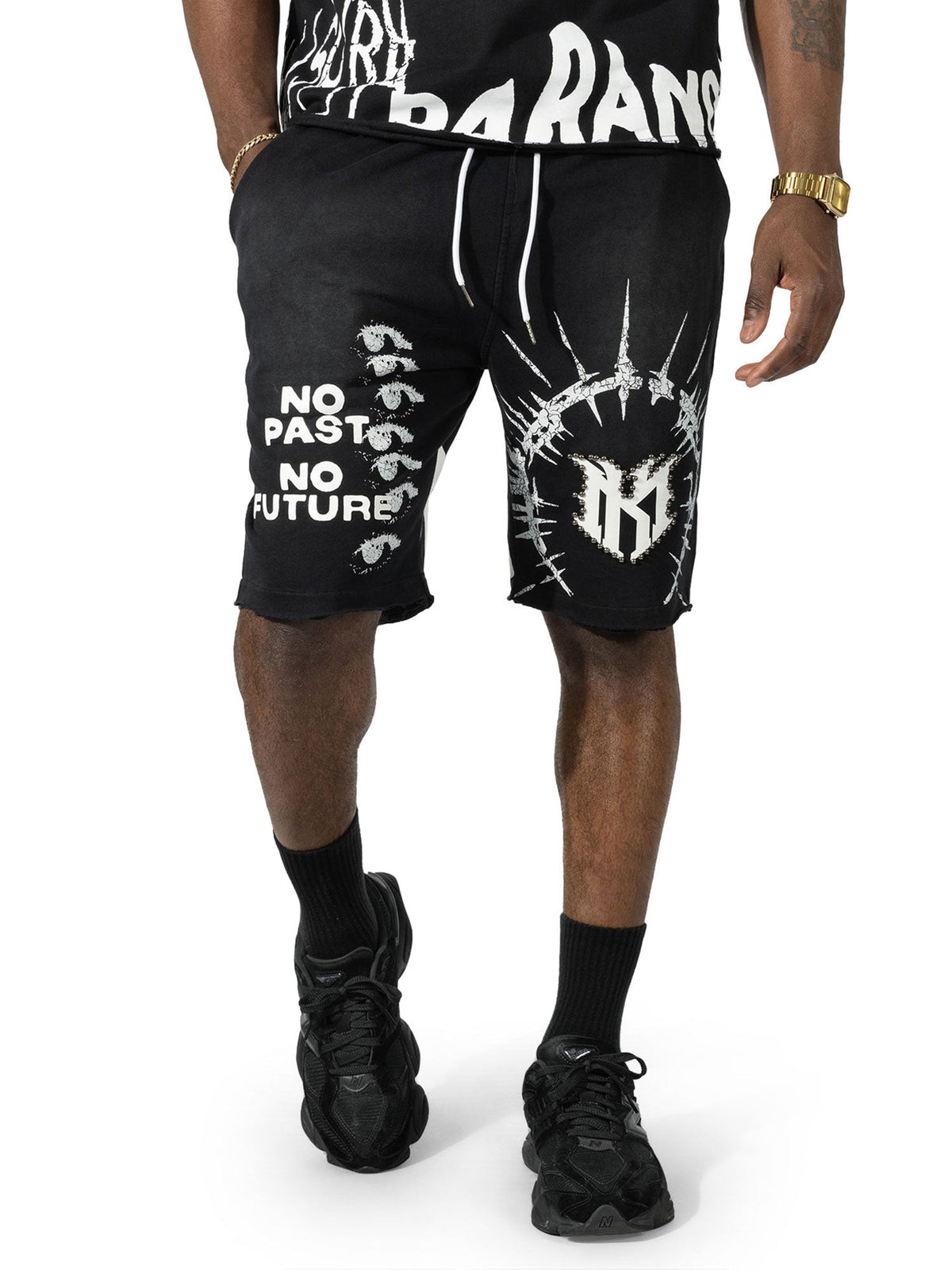 M424 Paranova Short Set - Black Outfit Sets Makobi Jeans USA