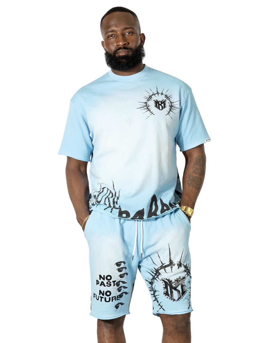 M424 Paranova Short Set - Blue Outfit Sets Makobi Jeans USA