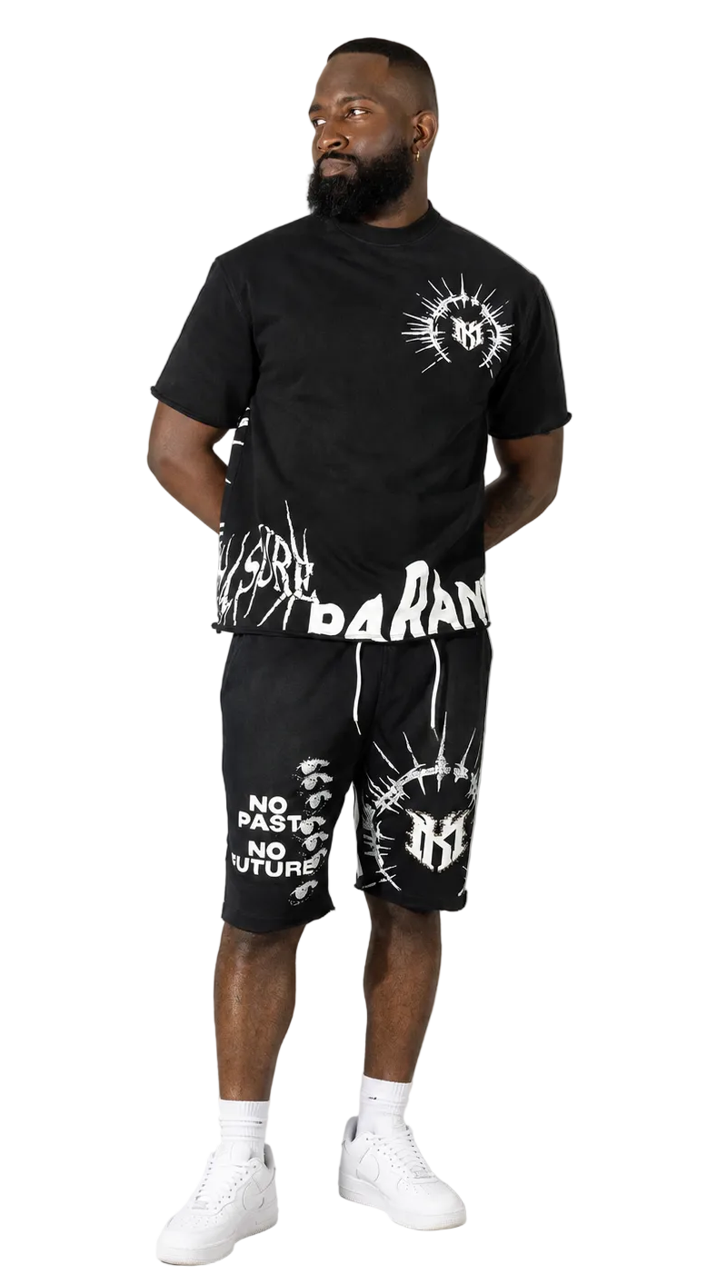 M424 Paranova Short Set - Black Outfit Sets Makobi Jeans USA