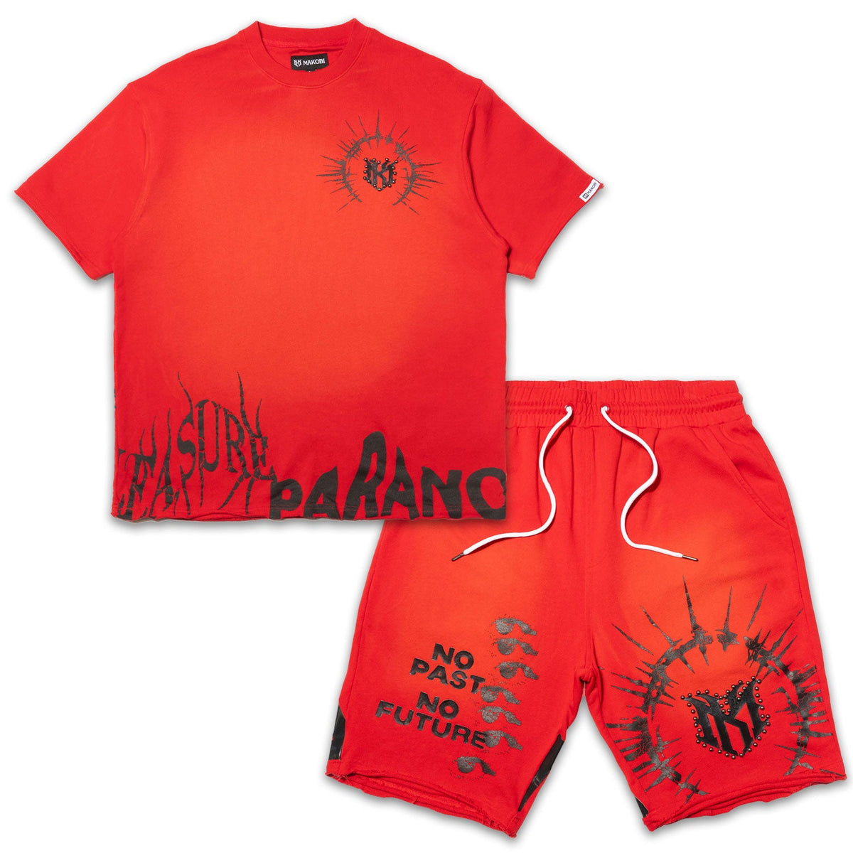M424 Paranova Short Set - Red Outfit Sets Makobi Jeans USA