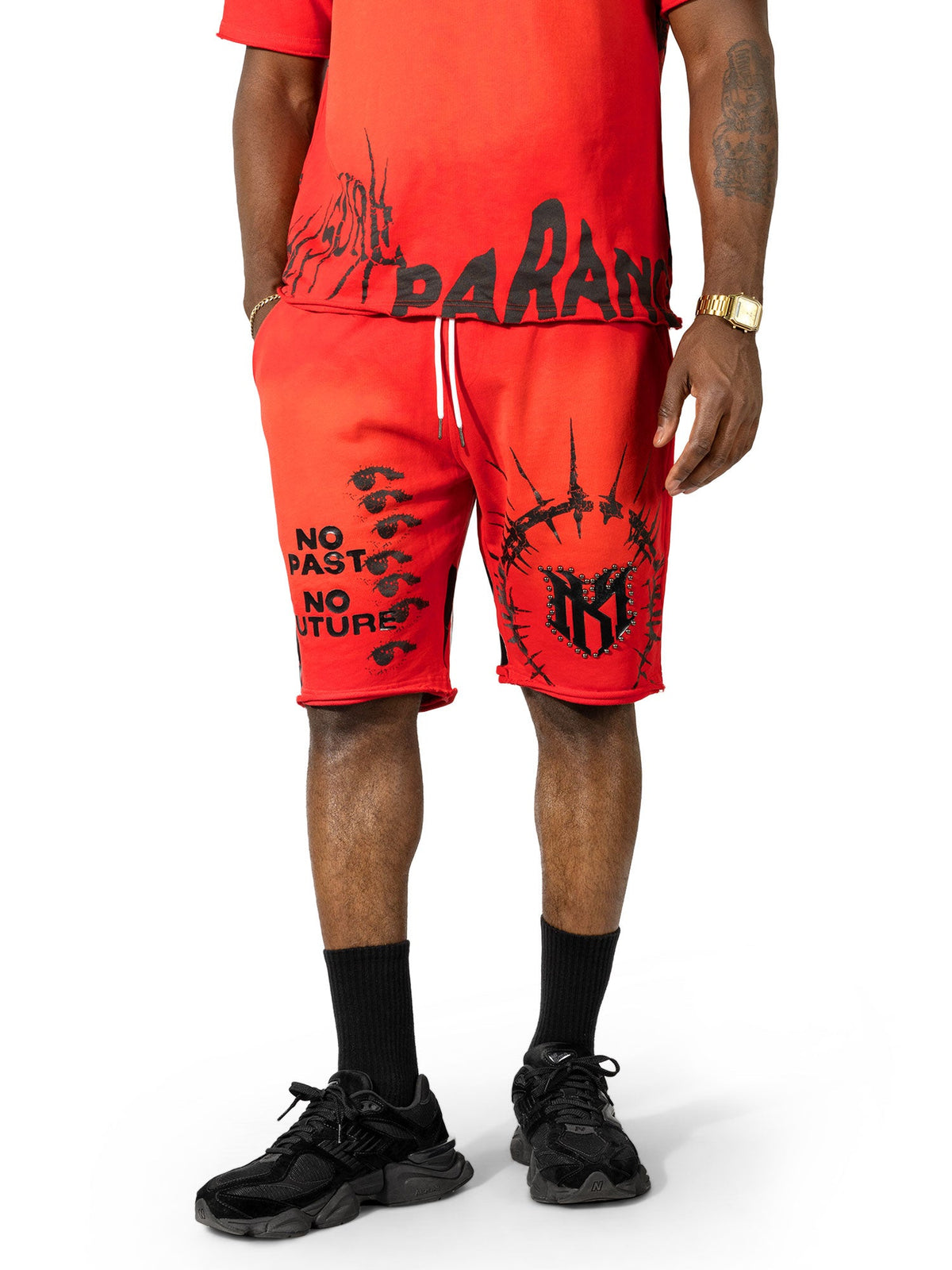 M424 Paranova Short Set - Red Outfit Sets Makobi Jeans USA