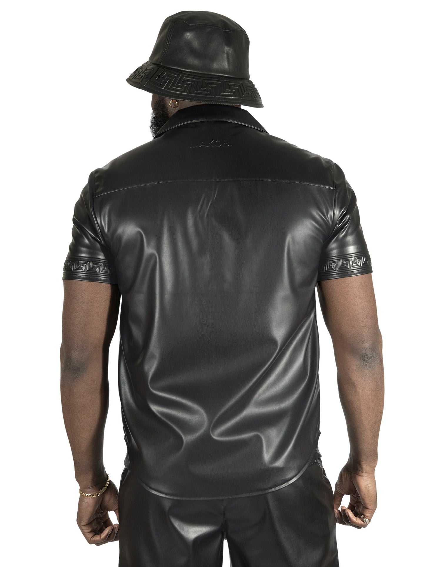 TEEK - M429 Bellucci Vegan Leather Shirt - Black TOPS TEEK MJ