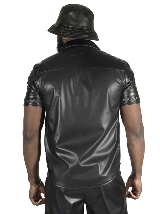 TEEK - M429 Bellucci Vegan Leather Shirt - Black TOPS TEEK MJ