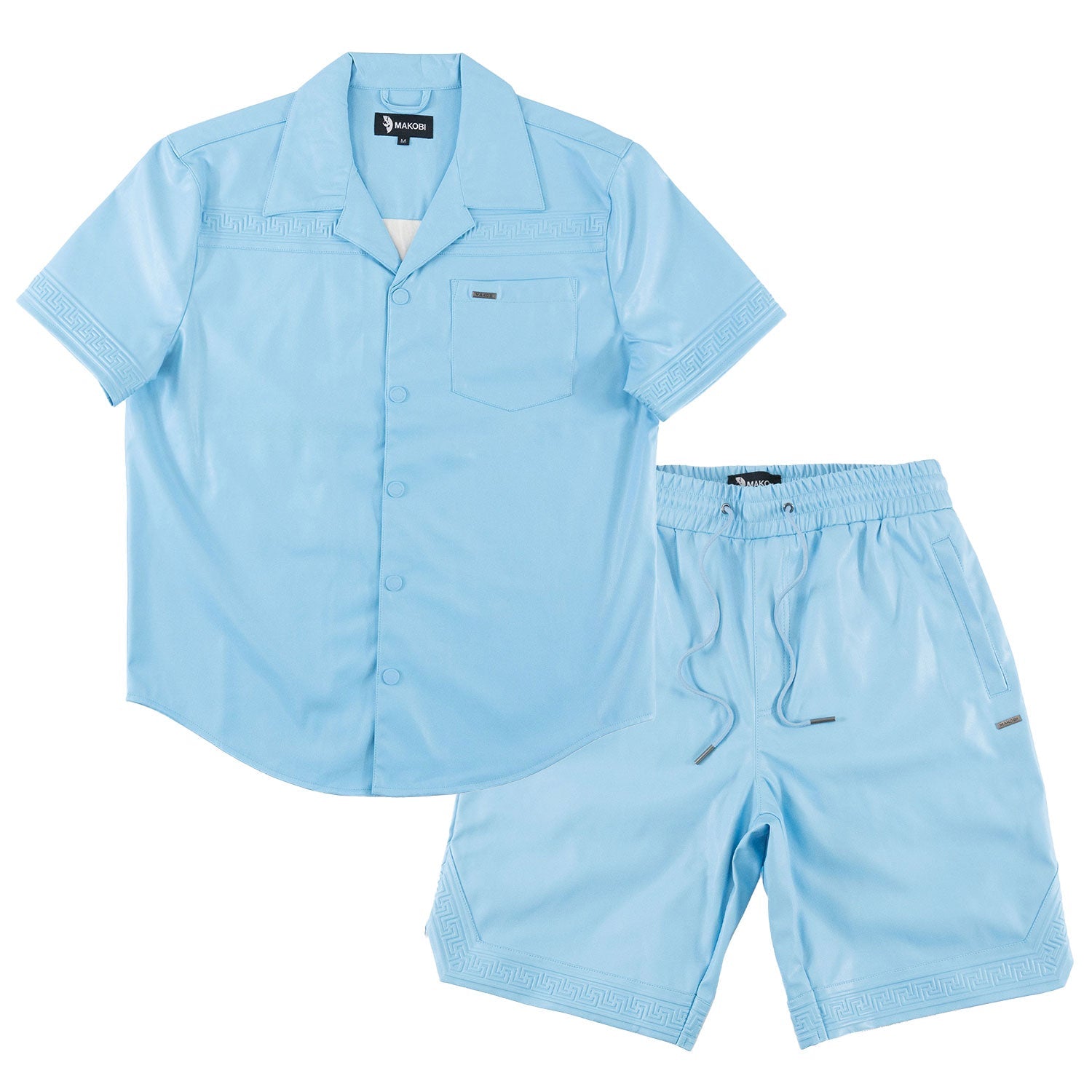 TEEK - M429 Bellucci Vegan Leather Shirt - Blue SHORTS TEEK MJ