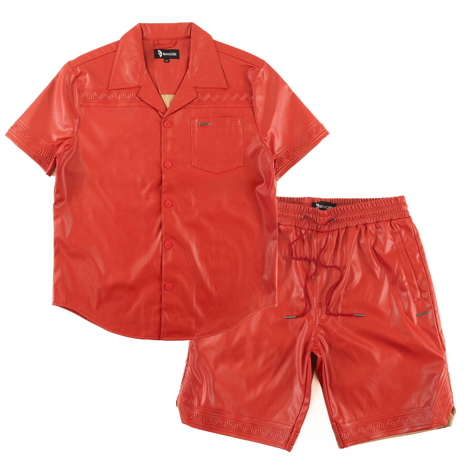 TEEK - M429 Bellucci Vegan Leather Shirt - Red TOPS TEEK MJ